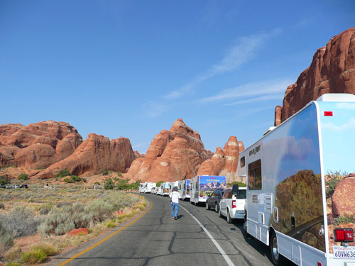 Cars RVs at Arches