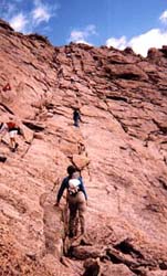 Judy climbing Long’s Peak